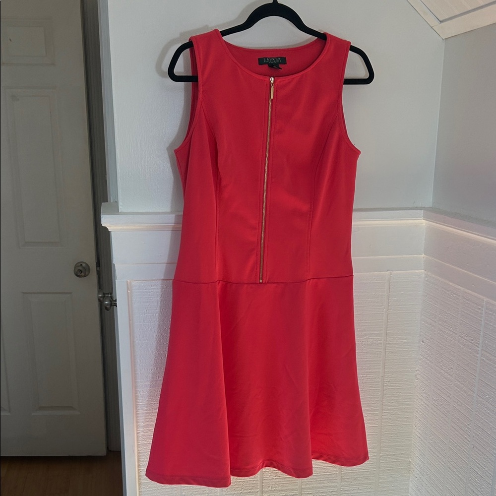 Lauren Ralph Lauren Coral Fit Zipper Fit & Flare Dress women’s 12